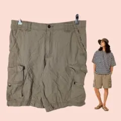 希少 Y2K 00 VINTAGE ハーフパンツ カーゴ ストリート カーキのサムネイル