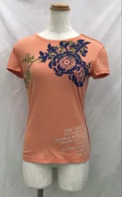 U121Nレディース半袖Tシャツオレンジ夏MプリントDKNYJEANS4/22