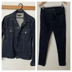 ユニクロ ダークブルーデニムジャケット パンツ セットアップ