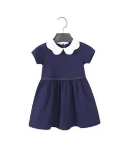定番　半袖　花びら襟　ネイビー　ワンピース　ファミリア　組曲　好き　受験　塾