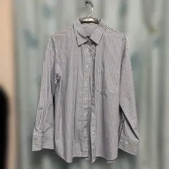 GU ストライプ 長袖シャツ ブルー系 M