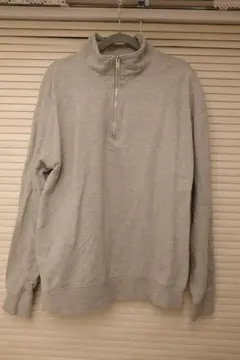 IZOD ハーフジップ ニット セーター ワンポイントロゴ グレー メンズ L 