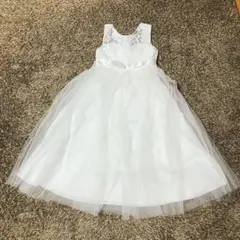 ☆ドレス 子供 ピアノ 発表会 入園式 卒業式 結婚式 120cm ホワイト