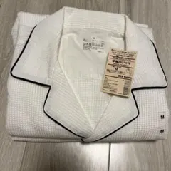 MUJI 脇に縫い目のないワッフル半袖パジャマ 紳士 オフ白 M