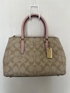 COACH 中型ハンドバッグ ベージュ/ピンク