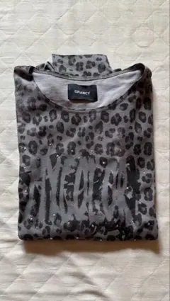 【即日発送】GRANCY 総柄ラインストーングラフィックロンT グレー豹柄