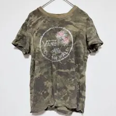 バンズ 薔薇迷彩 Ｔシャツ クルーネック半袖 M 緑茶白桃 綿 ストリートのサムネイル