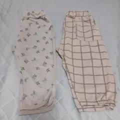 キッズ パンツ ズボン 2枚セット 花柄 チェック柄