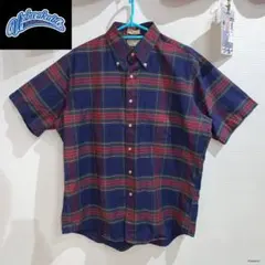 80s 90s USA製 L.L.BEAN B.Dシャツ チェック 半袖 古着