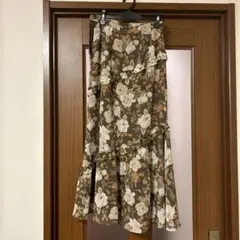 インゲボルグ　　 フラワープリント ロングスカート ブラウン