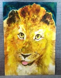 手書き油絵 極彩のライオン 肉筆絵画 インテリア 油彩画 手書き油絵 極彩のライオン 肉筆絵画 インテリア 油彩画 - メルカリ