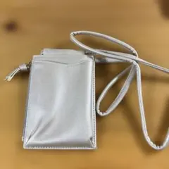 シルバー スマホショルダーバッグ ダブルファスナー