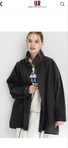 フード付きオーバーサイズジャケット　チャコール