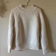 美品GU ホワイト リブ編み 長袖ニット　M