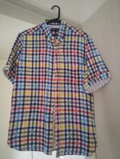 BEAMS ビームスシャツ M　襟付きギンガムチェック