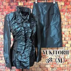 極美品★希少YUKI TORII 日本製　スカートセットアップ　M エメラルド