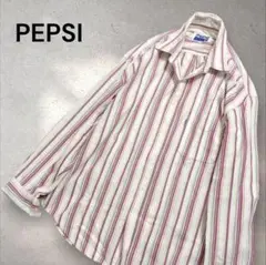 【訳あり】PEPSI ペプシ ストライプ ビックシルエット 長袖シャツ Lサイズ