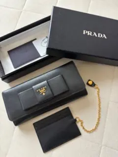 美品❣️ PRADA ブラック サフィアーノ　レザー 長財布　1M1132