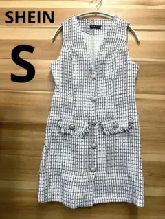 中古★SHEIN チェック柄 ノースリーブワンピース Sサイズ