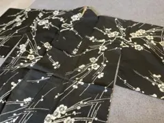 値下げ！着物　黒　花柄　アンティーク　正絹