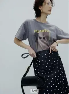 Arpege story ドットサテンスカート　黒のサムネイル