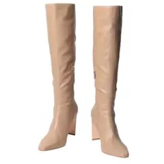 eimy ナロースクエアロングブーツ ベージュ