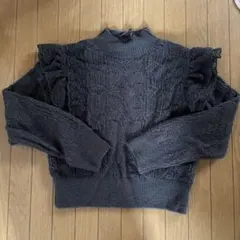 ZARA フリル付きニットセーター Sサイズ ダークグレー