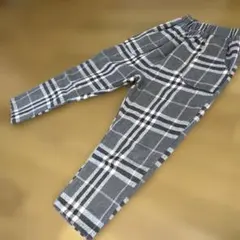 ペアマノン❤️長ズボン　ウール風　チェック　グレー　ピンク　130cm