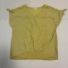 【DRESKIP】袖リボン 異素材切替 ブラウス カットソー 黄色 M 夏のサムネイル