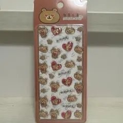 くまの顔とハートの透明シールセット