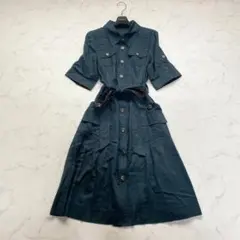 レリアン サイズ13＋ シャツ ワンピース ベルト グリーン 大きいサイズ