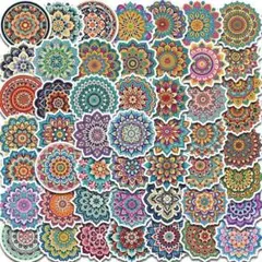 【T16】シール 50枚 ステッカー 曼荼羅模様 ラベル コラージュ素材