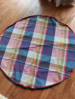 円形チェック柄ラグ・マット