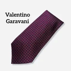 【美品】ヴァレンティノ ガラヴァーニ ネクタイ シルク 幾何学模様 ピンク系