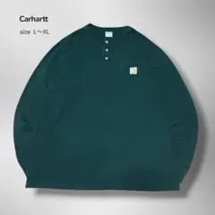 90s メキシコ製 カーハート ヘンリーネック ロンT グリーン 深緑L〜XLのサムネイル