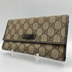 ✨人気モデル✨ GUCCI　長財布　GGスプリーム　フラップ　レザープレート