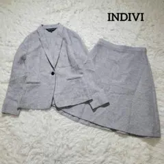 美品☆INDIVI スカートスーツ セットアップ グレー 38 日本製