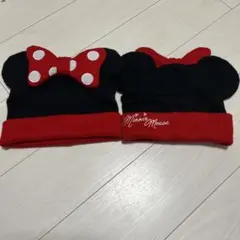 Disney ミニーマウス 耳付きニット帽 58cm 2個セット