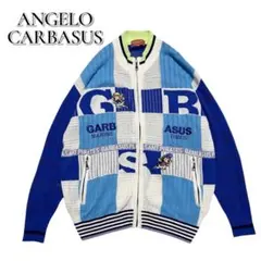 ANGELO GARBASUS ニット ジップアップ カーディガン メッシュ 青のサムネイル