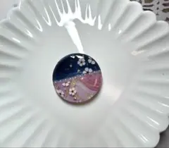 ヘアゴム 青ピンク花模様