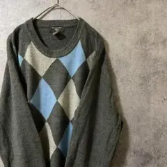 90S vintage 柄ニット　セーター　メンズ　M アクリル　古着　Y2