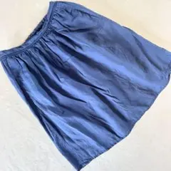 無印良品 麻100% フレアスカート Lサイズ ネイビー系 涼感 ナチュラル