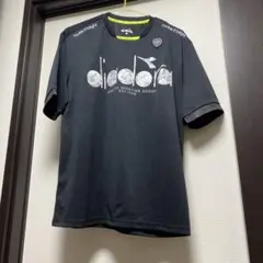 diadora 黒シャツ Lサイズ 蛍光イエロー⭐️オススメ‼️