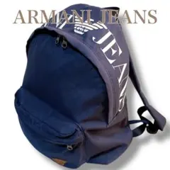 アルマーニジーンズ A4収納可 ビッグロゴ リュック バックパック ネイビー