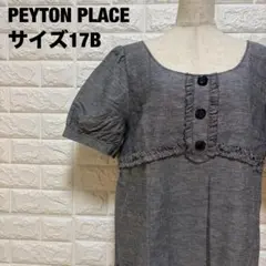 PEYTON PLACE ネイビー ひざ丈ワンピース 綿麻 春夏【1822】
