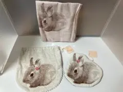 バレリーナピンク　うさぎ　3点セット　ポーチ　巾着　コットンマフラー