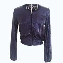 ◆未使用◆H&M◆スパンコール◆ブルゾン ◆ジップアップ◆ネイビー◆32◆S◆