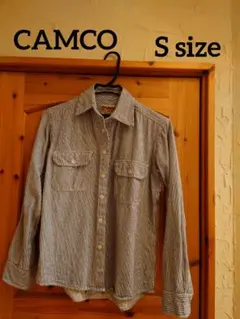 美品 CAMCO ヒッコリー ストライプ ワークシャツ ネイビー 白 S M