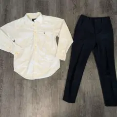 Ralph Lauren ボタンシャツ　H＆Мスラックスパンツ　ネイビー