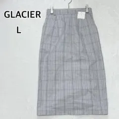 【新品】グラシア チェック柄タイトスカート L ミモレ丈 グレー i6656のサムネイル